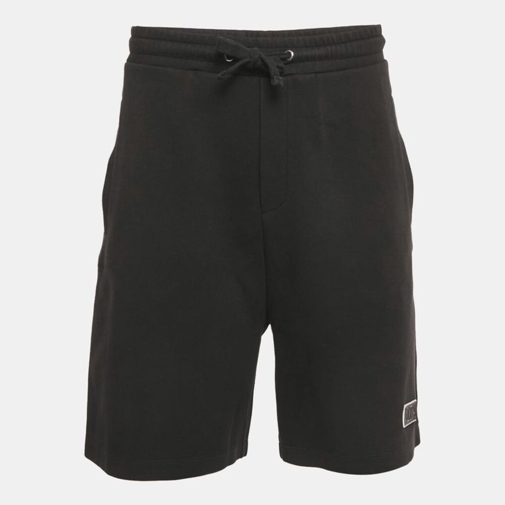 Valentino Black Cotton Blend Logo Applique Shorts Xl